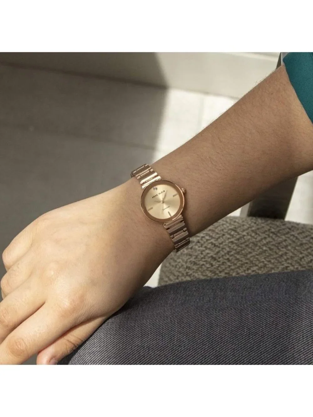 Anne Klein Women's Rose Gold Analog Quartz Genuine Diamond Dial Bracelet Watch
